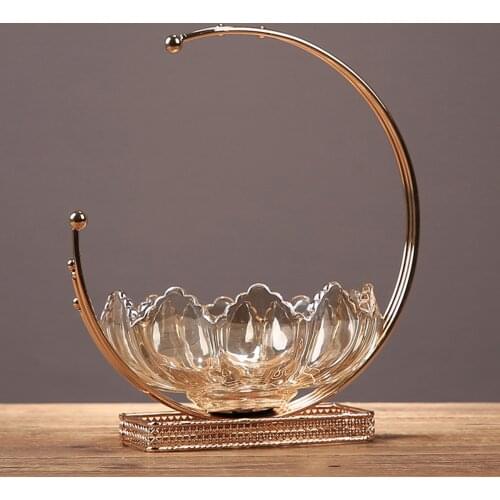 Glass Fruit Bowl with Metal Stand Fruit Bowl Serving Dessert Appetizer Cake Candy Chip Dish