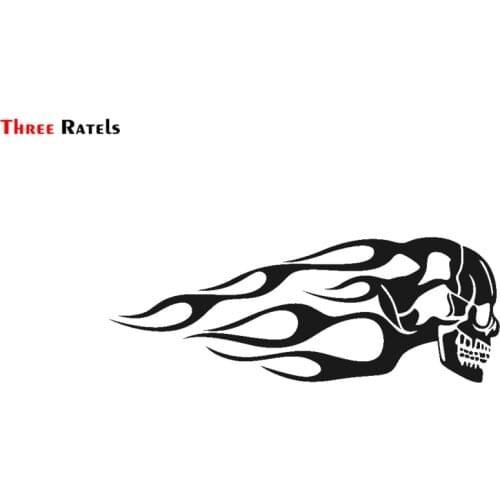 Three Ratels FD8 R Car Sticker Motorcycle Skull Flame Stripe Gas Tank Vinyl Decals Universal Sticker for Car Motorbike Truck
