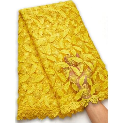 Zhenguiru High Quality 2020 African Nigerian Milk Silk Lace Fabric Yellow Embroidery French Sequins Lace Fabric For Party A1853