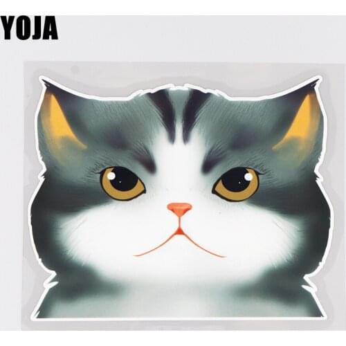 YOJA 15.3×12.3CM Funny Cat Rear Windshield Decoration Stickers Cute Cartoon Car Decoration Accessories 19B-0105