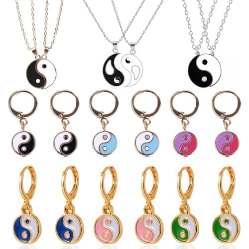 9 Styles Classic Tai Chi Dangle Earrings Necklace Girls Elegant Colorful Yin Yang Earring For Women Teens Fashion Jewelry Gifts