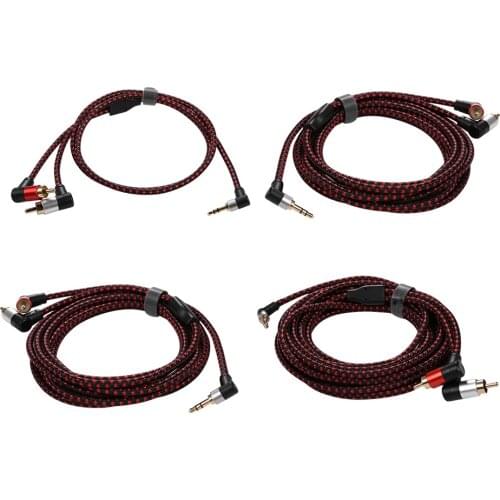1m 2m 3m 5m Audio Splitter Cord 3.5mm Male to 2 RCA Male Cable 90 Degree Right Angle Stereo Splitter Cord for DJ Amplifier