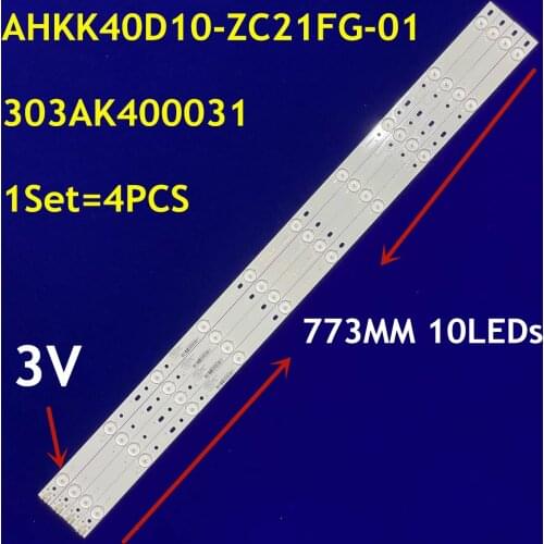 1Set=4PCS LED Backlight Strip 10 Lamp 303AK400031 AHKK40D10-ZC21FG-01 For LED40F1120C LED-40B550 LED-40B900