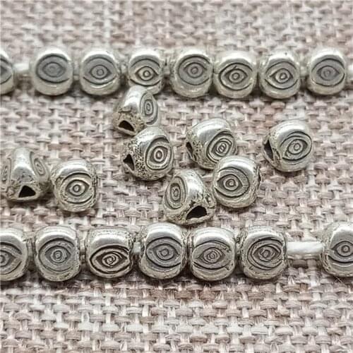 Karen Hill Tribe Silver Eye Imprint Triangle Beads for Bracelet Necklace