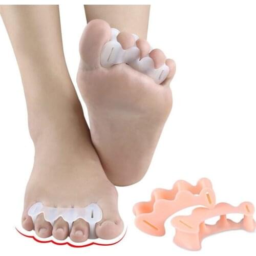 2pcs=1pair Silicone Toe Finger Separator 3 Hole Hallux Valgus Orthotics Bunion Care Overlapping Hammer Corrector Foot Care Tool