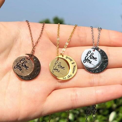 2021 Sun and Moon Necklace For Women I Love You Pendant Necklace Stainless Steele Choker Gold Color Jewerly Valentines Day Gift