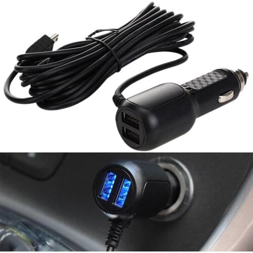3.5Meter 5V 3.5A Dual USB Car Charger with 2 USB Port for Car DVR Camera GPS
