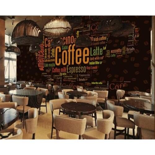 Beibehang Custom mural 3D wallpaper alphabet coffee cup decorated background coffee shop background wallpaper for walls 3 d
