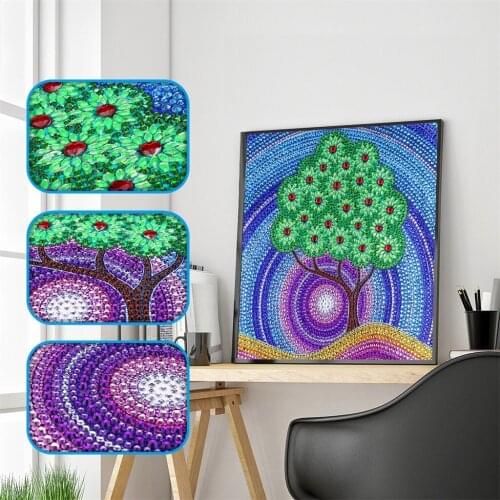 5D DIY Full Special Shaped Diamond Painting Scenic Green Tree Forest Crystal Needlework Diamond Embroidery Landscape Home Decor