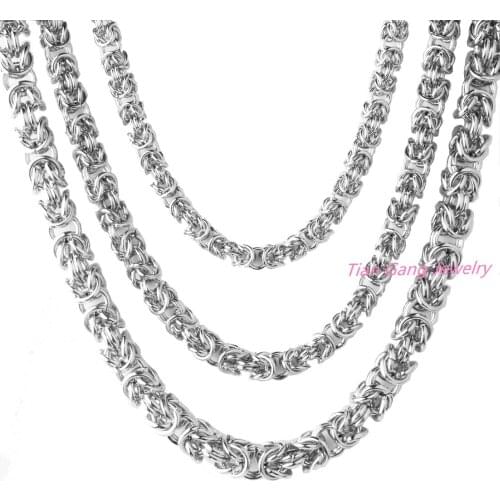 6/8/10mm Wide 16-40 INCH Round Box Silver Color Stainless Steel Necklace Mens Boys Chain Jewelry Free Shipping