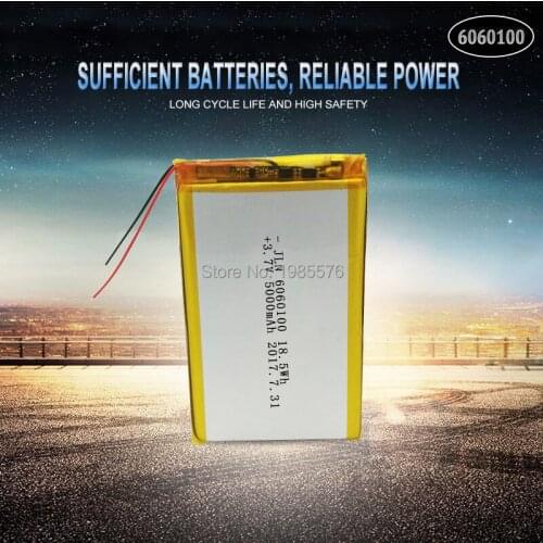 3.7V 5000mAh 6060100 Polymer Lithium LiPo Rechargeable Battery For GPS PSP DVD PAD Tachograph power bank Speaker Searchlight