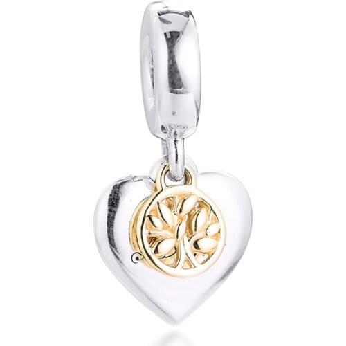 CKK Fit Pandora Bracelet Family Tree & Heart Charms Silver 925 Original Beads for Jewelry Making Sterling DIY Women