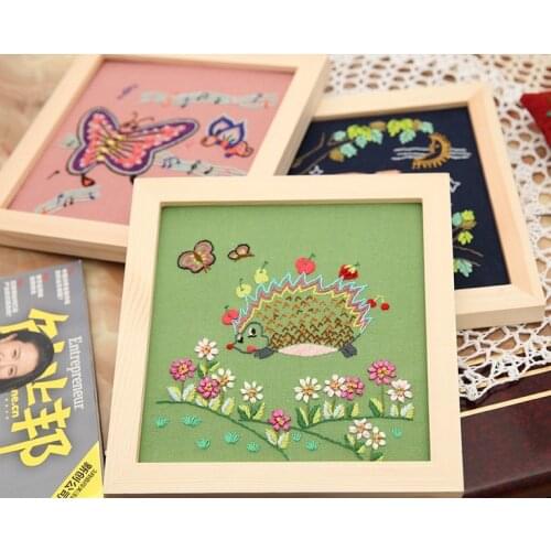 Flower plant Ribbon embroidery kit small multi pictures stamped canvas fabric embroidery needlework home decoration