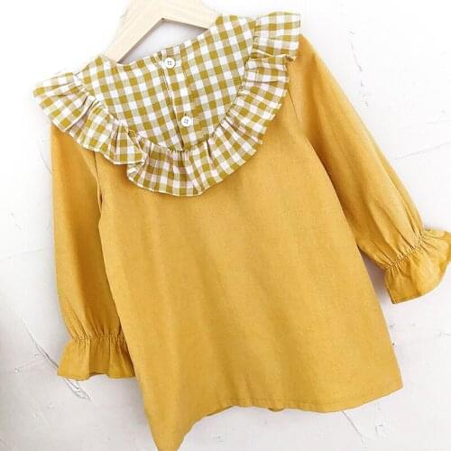 Toddler Clothes 2019 Girls Fall Dress Korean Kids Long Sleeve Plaid Collar A-line Princess Dress For 2-8Yrs Baby Birthday Wear