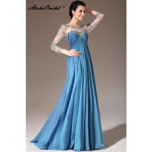 3/4 Sleeve Empire Long Formal Womens Dress Elegant Mother of the Bride Dresses vestidos de fiesta largos elegantes de gala