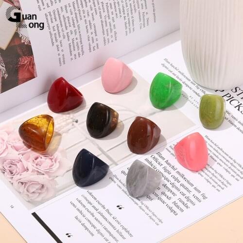 GuanLong Fashion Wedding/Engagement Women Rings Jewelry Punk Large Finger Ring for Girls Resin Party Big Simple Rings Female