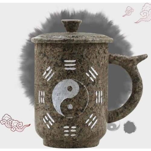 Chinese Maifanshi Tea Cup with lid Taiji Zen Cup Creative Gift Personality Office Drinking Gossip Cup 380ML