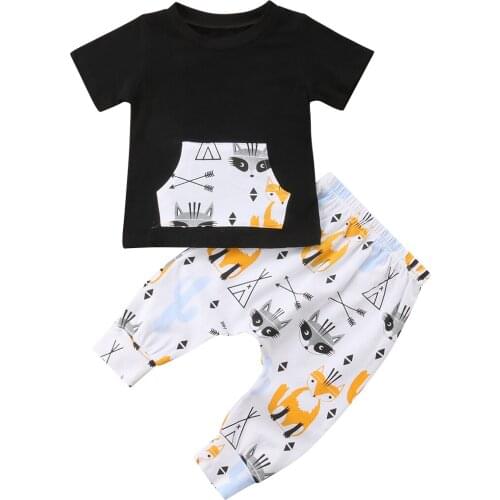 2pcs Toddler Kids Baby Boy Clothes Cotton Outfits Casual T-shirt Tops + Long Pants Leggings Clothing Set