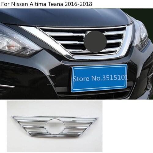 Car Body ABS Chrome License Plate Trim Racing Grid Grill Grille Hoods Panel Frame 1pcs For Nissan Altima Teana 2016 2017 2018