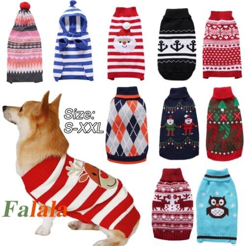 Cartoon Christmas Sweater for Pet Dogs Cats Winter Warm Knitwear Clothes for Puppy Kitten Yorkie Knitting Cute Printing Apparel