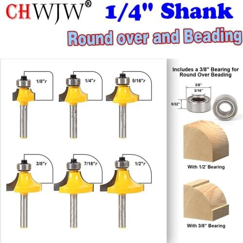 6 bit Round over and Beading Router Bit Set - Chwjw 13621q