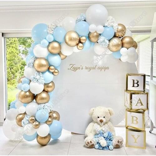 92pcs Maca Blue Wedding Birthday Valentine Party Background Latex Globos White Gold Balloon Arch Kit Garland Table Decoration