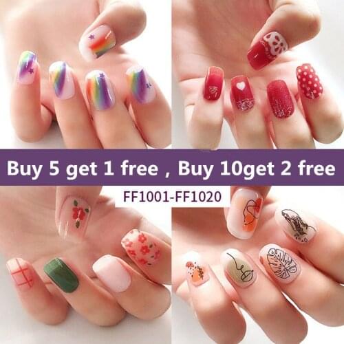 2021 Designed Full Wraps Shiny Nail Art Sticker Decals Multicolor Nail Stickers Strips Wraps for Party Nail Accesoires FF1001