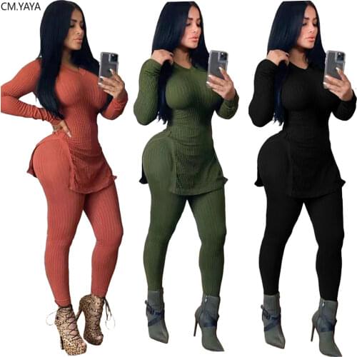 New Autumn Winter Womens Set Tracksuit O Neck Full Sleeve Top Pants Suit Two Piece set Knitting Solid Outfits Sporty GL8081