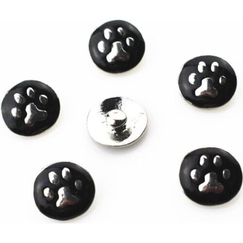 New arrive 20pcs/lot metal black dog paw snap buttons for 12mm snap bangle bracelet ginger snap button interchangeable jewelry