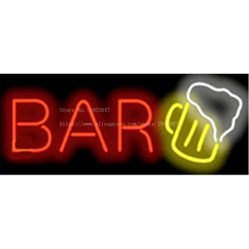 Beer with Beer Mug Cup NEON SIGN REAL GLASS BEER BAR PUB LIGHT SIGNS store display Bulbs drink Wine food Lights 17*14"