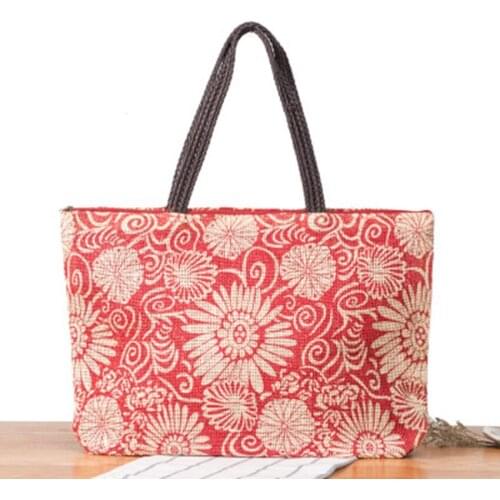 European and American style simple and versatile large-capacity beach bag casual one-shoulder straw bag summer holiday woven bag