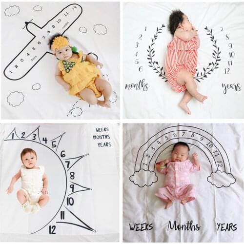 Simple Black Newborn Baby Monthly Milestone Blanket Photo Background Receiving Cloth Infant Diaper Photography Props Accessories