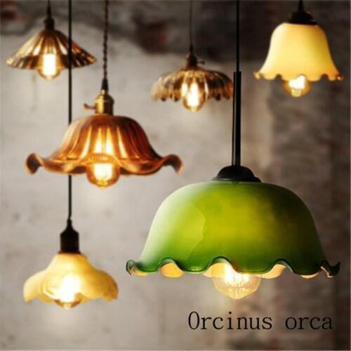 Chinese style retro single head chandelier dining table restaurant originality personalized glass color antique bar lighting