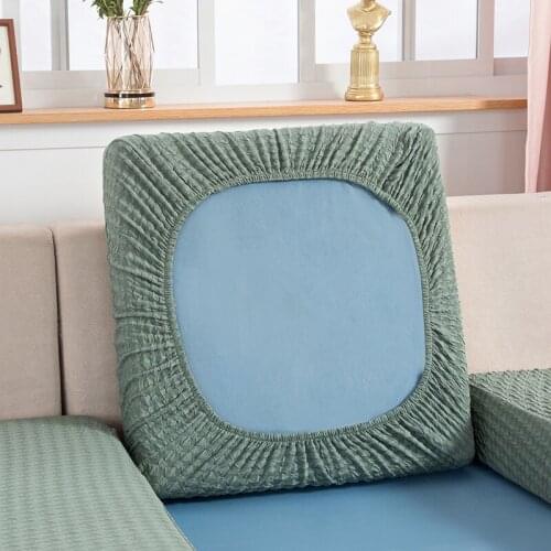 Seersucker Solid Color Sofa Seat Cushion Cover Elastic Chair Couch Protective Slipcover Sofa Covers For Living Room 1/2/34 Seat