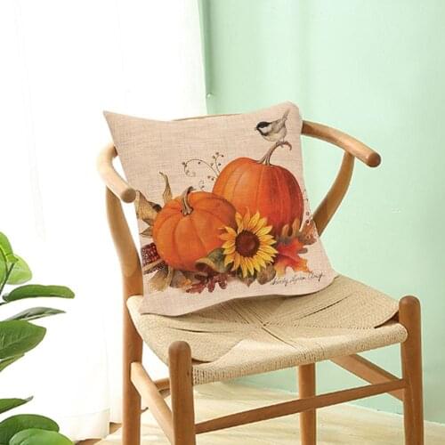 Halloween Thanksgiving Day Pumpkin Sunflower Pillow Cover Cushion Case Decor Pumpkin/Sunflower Pattern Removable Home Decor