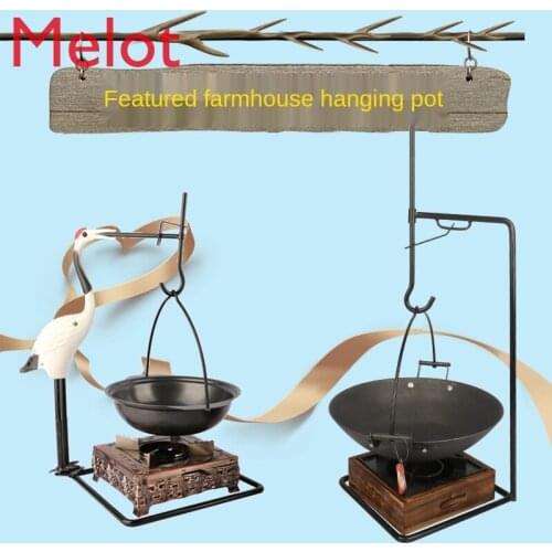 Special Tableware Ground Kettle Chicken Hot Pot Old-Fashioned Hanging Pot Fish Bracket Size Cast Iron Hot Pot Stew