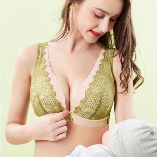 Comfortable Maternity Nursing Bra Breathable Lace Breastfeeding Bras for Pregnancy Vest Feeding Bra U Shape Seamless Underwear