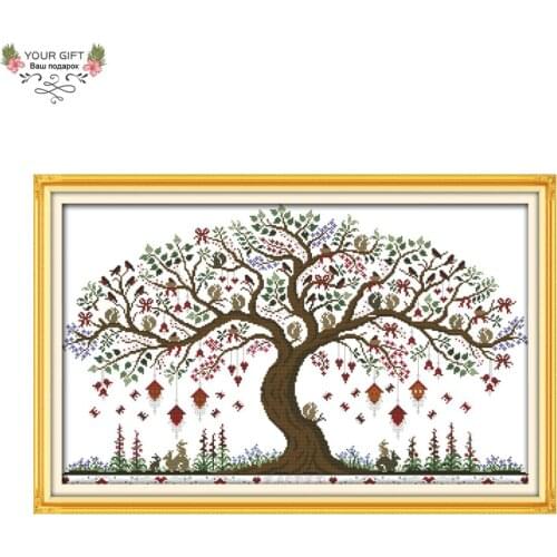 Your Gift F608 Free Shipping 14CT 11CT Counted and Stamped Home Decor Love Tree Needlepoints Embroidery Cross Stitch Kits