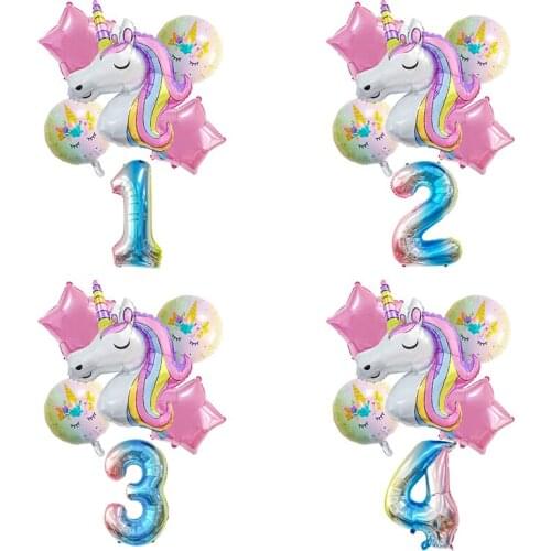 Unicorn Balloon Decoration Wedding Birthday Party Decoration Number Foil Balloons Kids Birthday Party Baby Shower Decor Globos