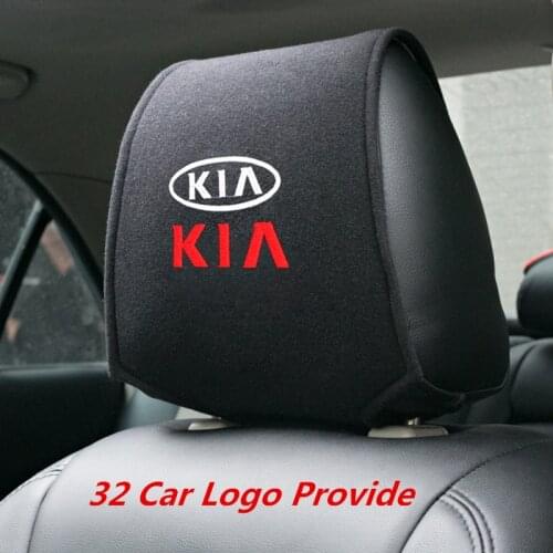 1pcs Lint material car seat headrest cover headrest towel with logo for Kia Opel Renault and 32 other car emblem headrest cover