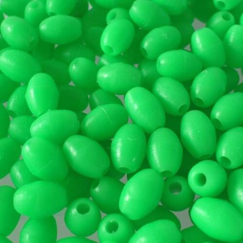 100pcs/set Oval Soft Rubber Luminous Fishing Beads Glowing Sink Beads For Treble Hook Fishing Rigs Green Lure Fish Tackle Pesca