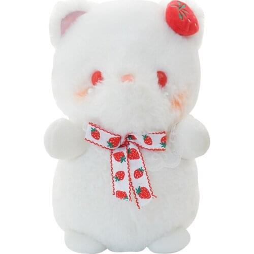 23cm INS Cartoon Fruit Cherry Strawberry Cat Doll Plush Toy Cute Sweet Cats Doll Stuffed Animals Plushies Bow Bunny Doll Toys