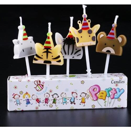 5Pcs/set Cute candle zoo party shape Carnival animal birthday candles