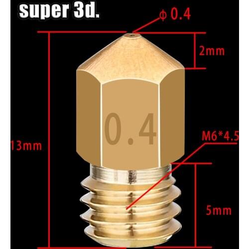 500pcs /lot MK8 Brass Nozzle 0.4MM Extruder Print Head Nozzle For 1.75MM CR10 CR10S Ender-3 Anet A8 3D Printer parts