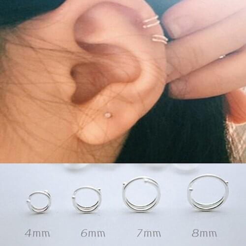 999 Sterling Silvers Tiny Circle Hoop Earrings Jewelry For Women Girls Men Fashion Trendy Casual Ring Earring 2021 1PCS Only