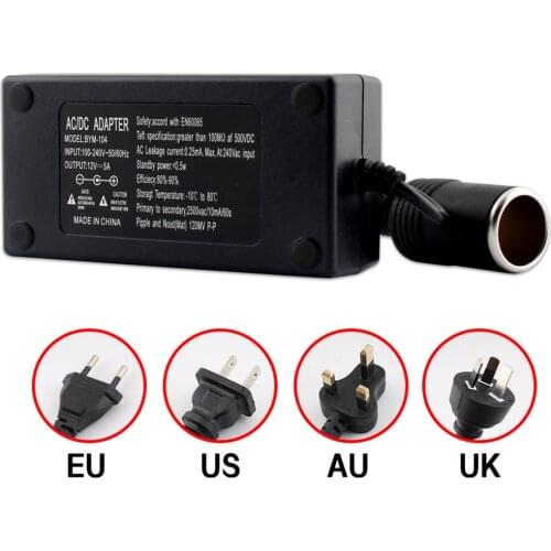 AC 220V TO DC 12V Car Cigarette Lighter Power Supply Adapter AC/ DC 2A 5A 6A 10A Car Converter Lighter Power Supply EU US AU UK
