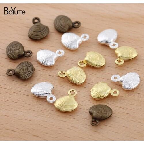 BoYuTe (100 Pieces/Lot) 8*10MM Metal Brass Middle Hollow Shell Charms Jewelry Accessories Diy Handmade Materials