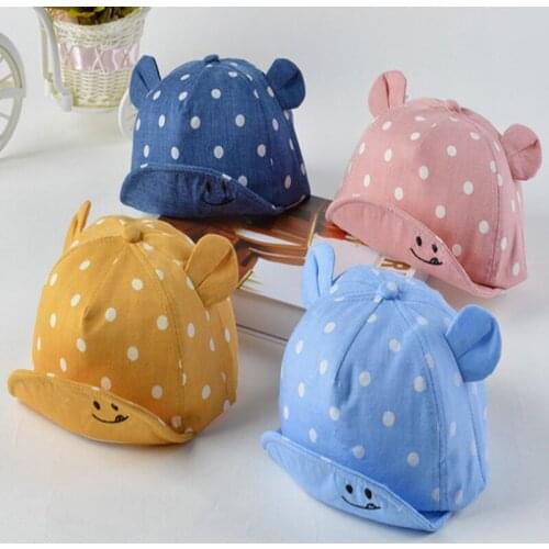 Children Sun Toddler Cute Dot Baby Girl Boys Hat With Ear For Spring Newborn Photography Props Baseball Cap