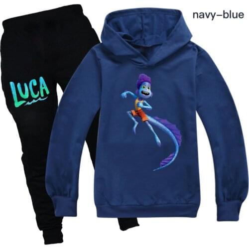 Spring and Autumn Kids Luca Long-sleeved Hoodie Pullover + Pants Suit Clothes Girl Clothes Korean Boy Clothes Baby Sportswear
