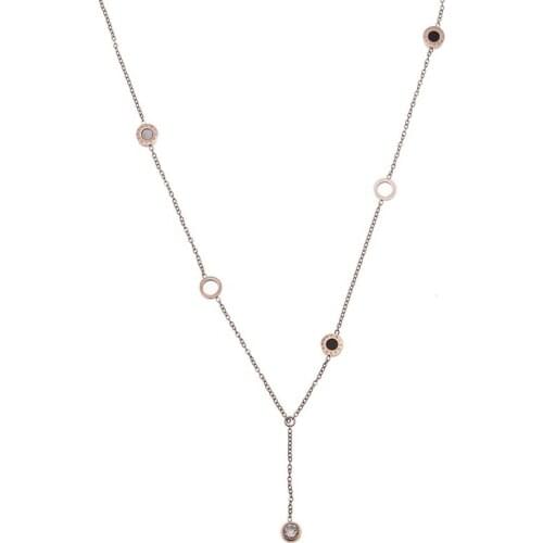 ONYSS Elegant Jewelry Modern Rose Gold Color Crystal Pendant Necklace for Girl